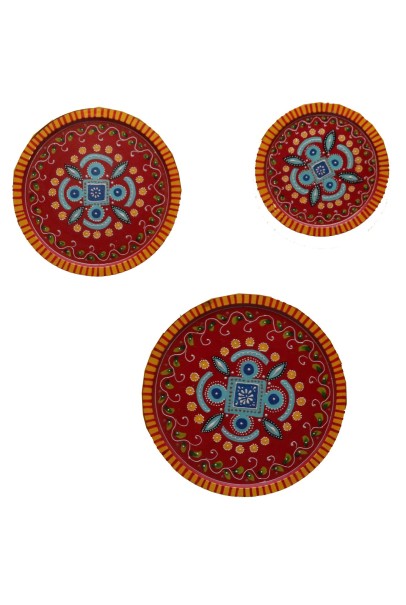 Wooden Wall Decor Plates - Set of 3 